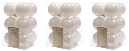 Decoris kerstballen - 36x st - parelmoer wit - D6 cm - kunststof