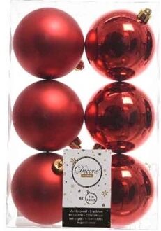 Decoris Kerstballen - 36x st - rood - D8 cm - kunststof - kerstversiering