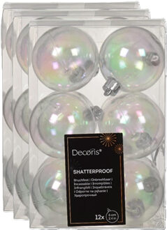 Decoris kerstballen - 36x stuks - 6 cm - transparant parelmoer - kunststof