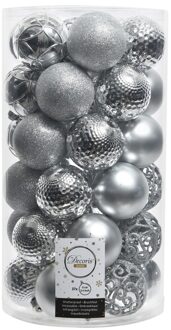 Decoris Kerstballen - 37ST - zilverkleurig - 6 cm - mat en glans