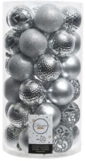 Decoris Kerstballen - 37ST - zilverkleurig - 6 cm - mat en glans