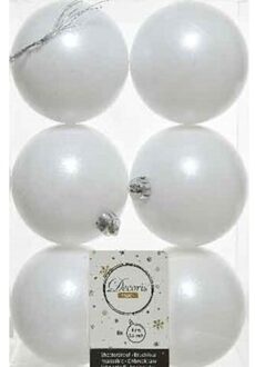 Decoris Kerstballen - 42x st - wit - D8 cm - kunststof - kerstversiering
