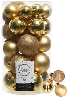 Decoris kerstballen 44x stuks goud 3-4-5-6 cm kunststof - Kerstbal Goudkleurig