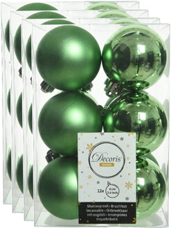 Decoris kerstballen - 48x st - groen - D6 cm - kunststof - kerstversiering