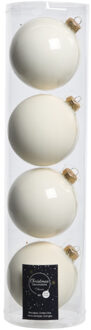 Decoris kerstballen - 4x st - wol wit - D10 cm - glas - kerstversiering