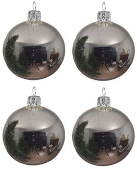 Decoris kerstballen - 4x st - zilver - D10 cm - glas - glans - Kerstbal Zilverkleurig