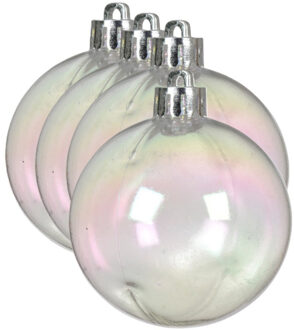 Decoris kerstballen - 4x stuks - 10 cm - transparant parelmoer - kunststof