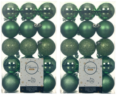 Decoris kerstballen - 60x st - groen - D6 cm - kunststof - kerstversiering