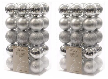 Decoris kerstballen - 60x st - zilver - D6 cm - kunststof