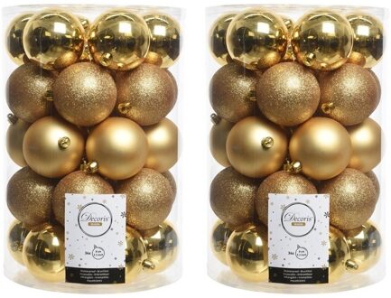 Decoris kerstballen - 68x st - goud - 8 cm - kunststof - kerstversiering