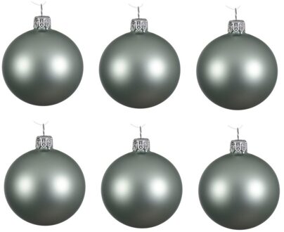 Decoris kerstballen - 6x st - mintgroen - 6 cm - glas - mat - Kerstbal