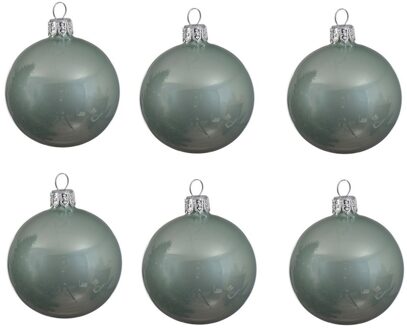 Decoris kerstballen - 6x st - mintgroen - D8 cm - glas - kerstversiering