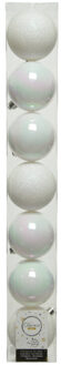 Decoris Kerstballen - 7x st - parelmoer wit - 8 cm - kunststof - kerstversiering - Kerstbal