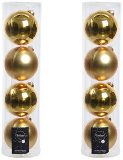 Decoris kerstballen - 8x st - goud - D10 cm - glas - kerstversiering
