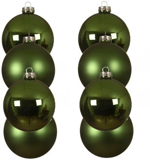 Decoris kerstballen - 8x st - groen - D10 cm - glas - kerstversiering