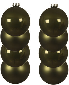 Decoris kerstballen - 8x st - mosgroen - D10 cm - glas - kerstversiering