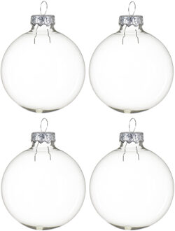 Decoris kerstballen - 8x st - transparant - 7 cm - glas - kerstversiering