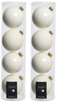 Decoris kerstballen - 8x st - wol wit - D10 cm - glas - kerstversiering