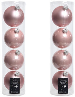 Decoris Kerstballen - 8x stuks - lichtroze - glas - 10 cm