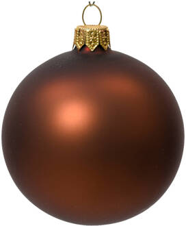 Decoris Kerstballen glas d10 cm espresso 4st kerst Bruin