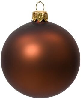 Decoris Kerstballen glas d10 cm espresso 4st kerst Bruin