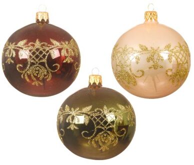 Decoris kerstballen glas d8 cm a3 I kerst Multikleur