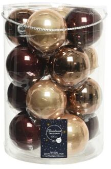 Decoris Kerstballen glas d8 cm bruin 16st kerst