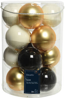 Decoris Kerstballen glas d8 cm wolwit 16st kerst