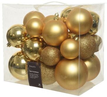 Decoris Kerstballen - kunststof - goud - 26 stuks