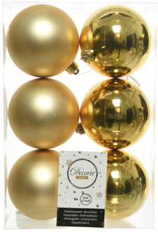 Decoris Kerstballen kunststof goud 8cm 6st