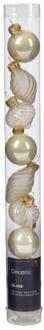 Decoris Kerstballen mini dia3cm glas parel 9dlg Champagnekleurig