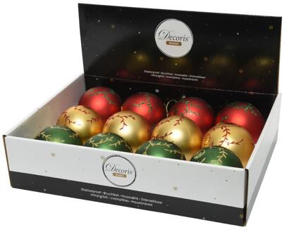 Decoris Kerstballen mix 12st goud/rood/groen verschillende