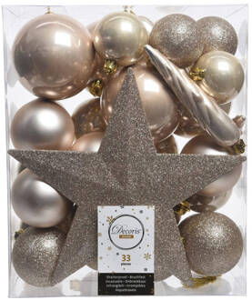 Decoris Kerstballen Mix Met Piek Box 33 Stuks Parel Bruin