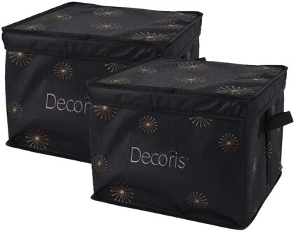 Decoris Kerstballen opbergbox - 2x - groen - 34 x 34 x 20 cm - opvouwbaar - polyester