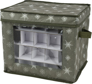 Decoris Kerstballen opbergbox - groen - 33,5 x 33,5 x 24,5 cm - opvouwbaar - polyester
