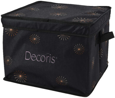 Decoris Kerstballen opbergbox - zwart- 41 x 31 x 32 cm - opvouwbaar - polyester