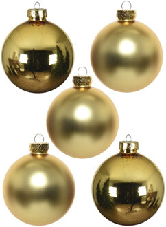 Decoris Kerstballen set - 10x stuks - goud - glas - 6 cm - glans/mat - kerstversiering