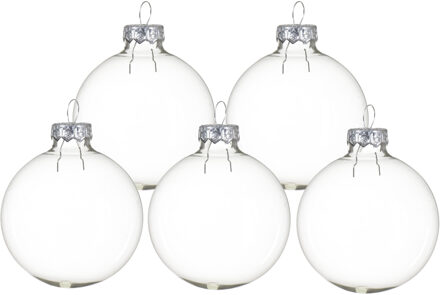 Decoris Kerstballen set - 10x stuks - transparant - glas - 6 cm - glans/mat - kerstversiering