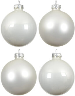 Decoris Kerstballen set - 10x - winter wit - glas - 6 cm - Kerstbal