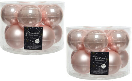 Decoris Kerstballen set - 20x - Lichtroze - glas - 6 cm - glans en mat - kerstversiering