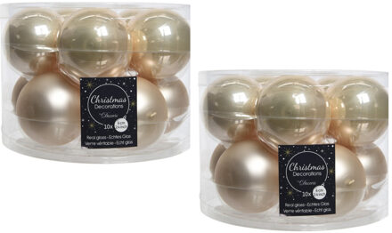 Decoris Kerstballen set - 20x - parel/champagne kleur - glas - 6 cm