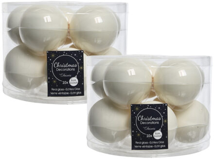 Decoris Kerstballen set - 20x stuks -? glas - wol wit - 6 cm - glans/mat - kerstversiering