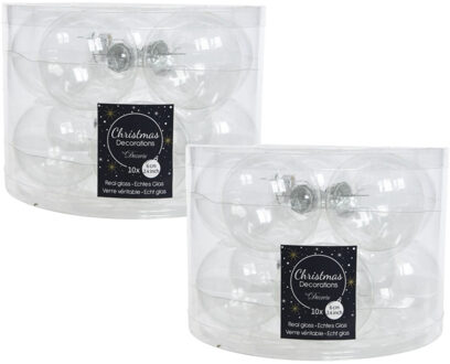 Decoris Kerstballen set - 20x stuks - transparant - glas - 6 cm - glans/mat - kerstversiering