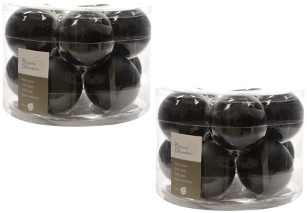 Decoris Kerstballen set - 20x stuks - zwart - glas - 6 cm - glans/mat - kerstversiering
