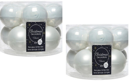 Decoris Kerstballen set - 20x - winter wit - glas - 6 cm - glans en mat - kerstversiering