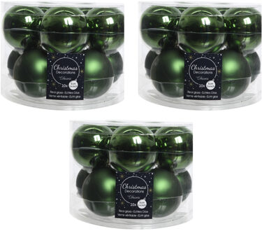 Decoris Kerstballen set - 30x stuks - donkergroen - glas - 6 cm