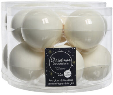 Decoris Kerstballen set - 30x stuks -? glas - wol wit - 6 cm - glans/mat - kerstversiering