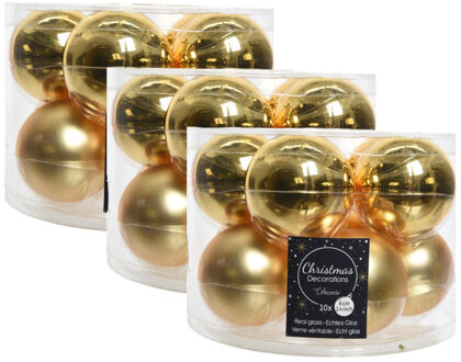 Decoris Kerstballen set - 30x stuks - goud - glas - 6 cm - glans/mat - kerstversiering