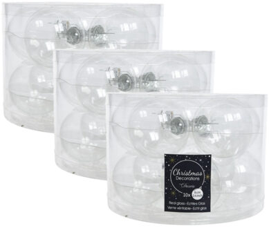 Decoris Kerstballen set - 30x stuks - transparant - glas - 6 cm - glans/mat - kerstversiering