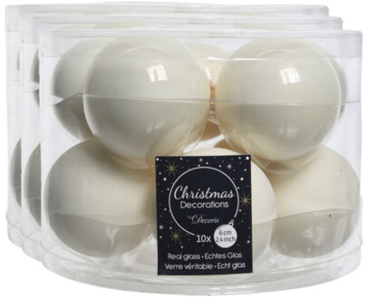 Decoris Kerstballen set - 40x stuks -? glas - wol wit - 6 cm - glans/mat - kerstversiering